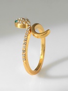 Кольцо «Змея» миниатюрная, бело-зелёное в золоте, безразмерное - Фото 5