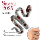 Новый год! Символ года 2025! Кольцо «Змея» спираль, цвет красный в серебре, безразмерное 10484398 - фото 12840805