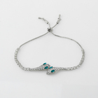 Браслет со стразами «Змея», цвет зелёный в серебре - Фото 1