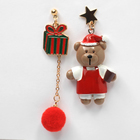 Серьги висячие «Новогодние» медведь, цветные в золоте - Фото 2