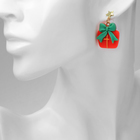 Серьги висячие «Новогодние» медведь с подарком, цветные в золоте - Фото 4