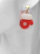 Серьги висячие «Шапка» звезда, варежка, цвет бело-красный в золоте - Фото 2