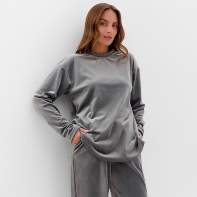 Костюм женский (свитшот, брюки) KAFTAN Plushy, размер 48-50, серый