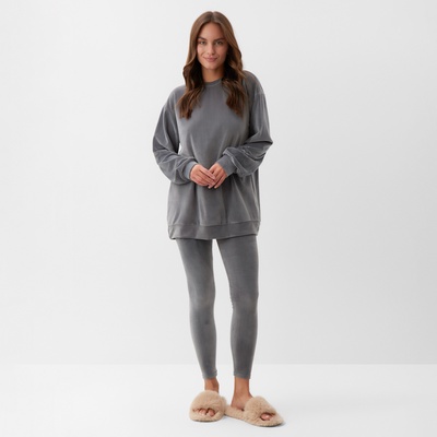 Костюм женский (свитшот, леггинсы) KAFTAN Plushy, размер 40-42, серый