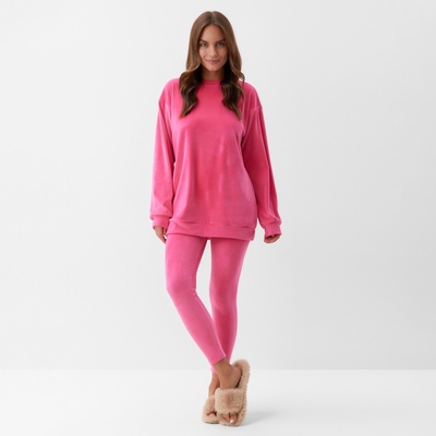 Костюм женский (свитшот, леггинсы) KAFTAN Plushy, размер 40-42, фуксия