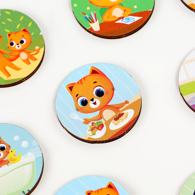 Развивающая игра «Часы. Учим время», 16 карточек, 16 фишек