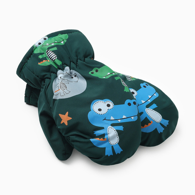 Варежки зимние детские MINAKU «Крокодилы», зелёные, 18 см