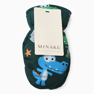 Варежки зимние детские MINAKU «Крокодилы», зелёные, 18 см