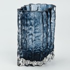 Ваза "Марбл блу" из синего стекла 20,5*15,5*10 см - фото 25501279
