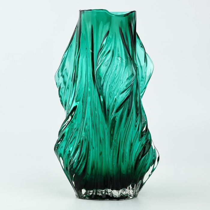 Ваза для цветов «Изумруд» из зеленого стекла 32×10.5×10.5 см - Фото 1