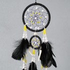 Ловец снов d=10 и 5 см "Паутинка с белыми и желтыми бусинами" черный 50х10х0,7 см - фото 25459872