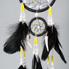 Ловец снов d=10 и 5 см "Паутинка с белыми и желтыми бусинами" черный 50х10х0,7 см - фото 25459873