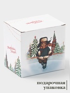 Кружка новогодняя Доляна «Московский мишка», 330 мл, для чая, фарфор, 12×8.5×11 см, белая - Фото 4