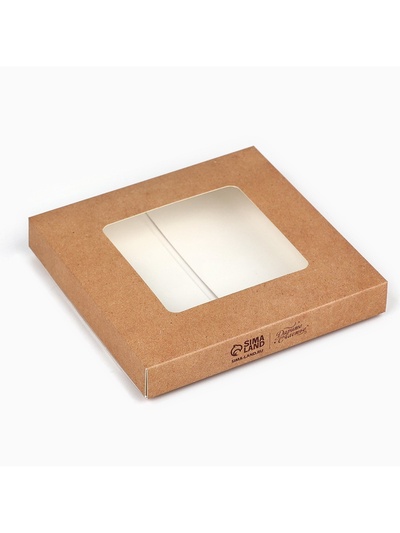 Коробка для шоколада квадратная «Крафт», 10.2 х 10.2 х 1.4 см