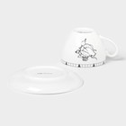 Чайная пара новогодняя Доляна «Волшебная сказка», чашка 210 мл, блюдце d=15 см, фарфор, белая - Фото 4