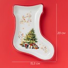 Тарелка для сервировки новогодняя Доляна «Волшебное дерево», 20×15.5×3 см, доломит, белая - Фото 2