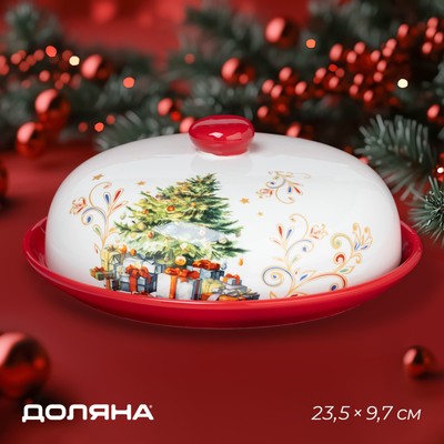 Блинница новогодняя Доляна «Волшебное дерево», d=23 см, доломит, белая