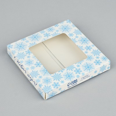 Коробка для шоколада новогодняя «Спешу поздравить», с окном, 10×1×10 см