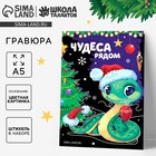 Гравюра на новый год «Чудеса рядом», с цветным эффектом, А5 - Фото 1