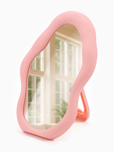 Зеркало настольное, декоративное, 17.5×24 см, (12.5×21 см), розовое