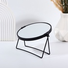 Зеркало настольное, двустороннее, с увеличением, металлическое, 19×19.5 см, (d=16 см), чёрное - Фото 4