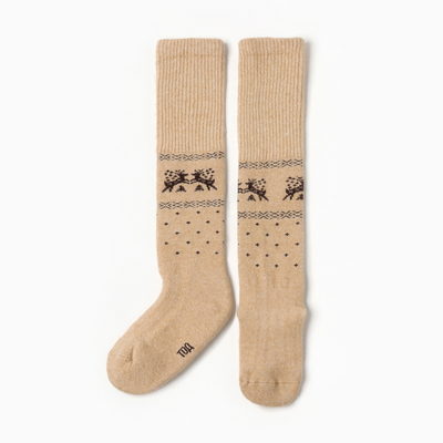 Гольфы детские из монгольской шерсти, бежевые, 5-7 лет