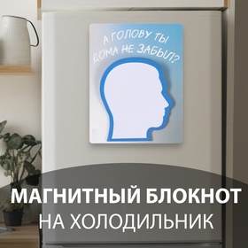 Магнит с блоком для записей "А голову ты дома не забыл?" 9,2х11,9 см 10327576