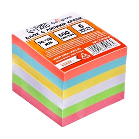 Блок с липким краем 76мм*76мм 600л, 6 цветов