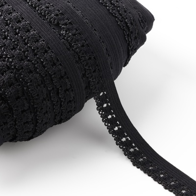 Резинка ажурная бельевая, 14 мм, 100±1 м, чёрная