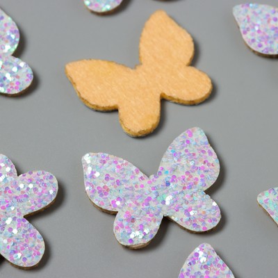 Декор для творчества войлок блеск «Бабочка», св. розовая, 2.8×3 см