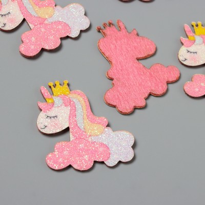 Декор для творчества войлок блеск «Единорог в облаках», 5×4.8 см