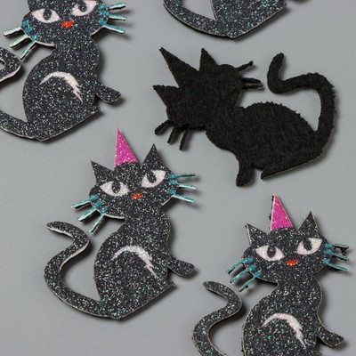 Декор для творчества войлок блеск «Чёрный кот», 5.5×4 см