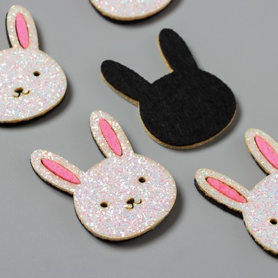 Декор для творчества войлок блеск «Белый кролик», 4.5×3.3 см