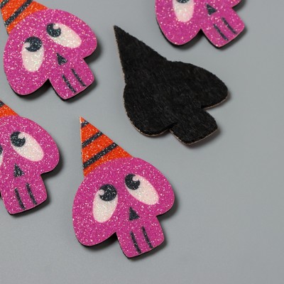 Декор для творчества войлок блеск «Череп в колпаке», 5.5×3.8 см