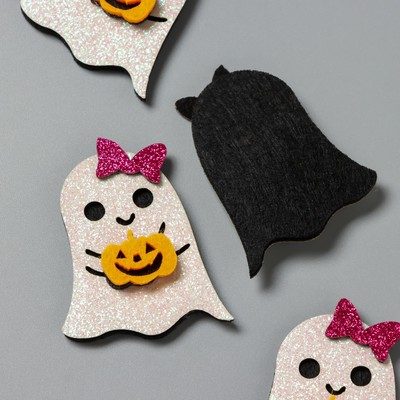 Декор для творчества войлок блеск «Приведение с тыквой», 5.5×4.5 см