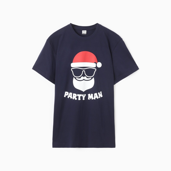 Футболка мужская НГ PARTY MAN, цвет синий, размер 54