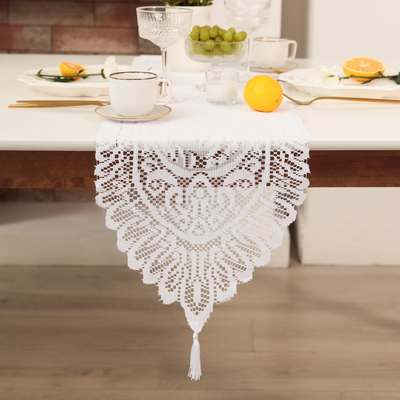 Дорожка «Доляна. Ажур», белая, 33×137 см, 100% п/э