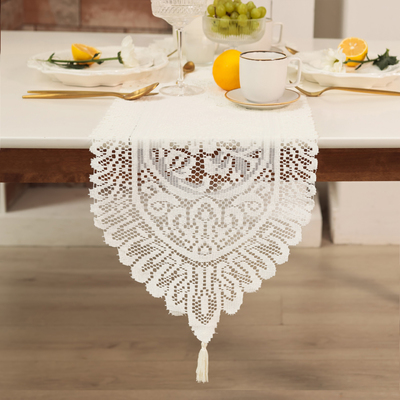 Дорожка «Доляна. Ажур», молочная, 33×137 см, 100% п/э