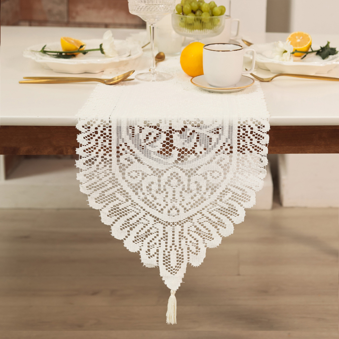 Дорожка «Доляна. Ажур», молочная, 33×137 см, 100% п/э - Фото 1