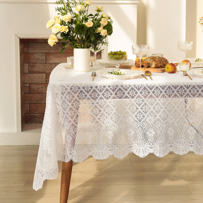 Скатерть Доляна Ажур, цвет белый 140×200 ± 5 см, 100%п/э