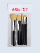 Набор кистей для макияжа SMOKY, нейлоновых, 5 шт., чёрный с белым ворсом - Фото 4