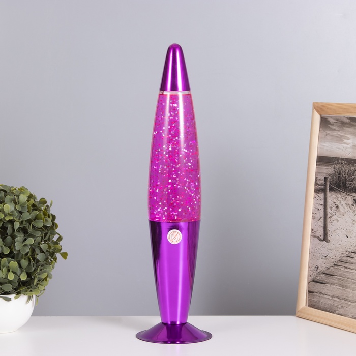 Лава-лампа «Ракета» 1×30 Вт Е14-R39 (блестки) розовый 11×11×41 см - Фото 1