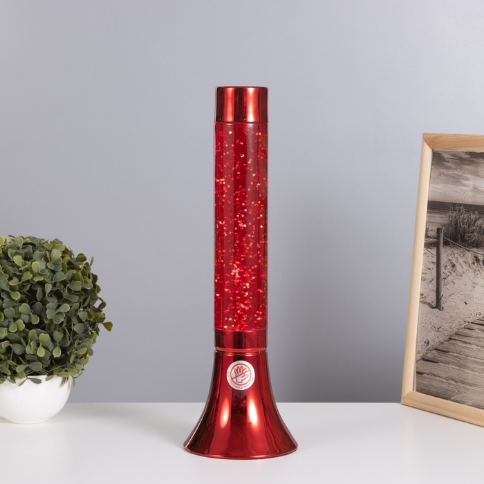 Лава-лампа «Цилиндр» 1×30 Вт Е14-R39 (блестки) красный 12×12×37 см - Фото 1
