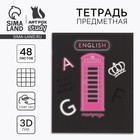 Тетрадь в клетку, предметная, 48 л., на скрепке, А5 «Неон. Английский язык» - Фото 1