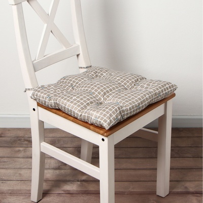 Подушка на стул «Этель. Клетка», 40×40 см, коричневая