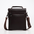 Сумка планшет мужская TEXTURA, 2 отдела на молнии, наружный карман, 19×3×23 см, коричневая - Фото 4