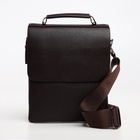 Сумка планшет мужская TEXTURA, 2 отдела на молнии, наружный карман, 19×3×23 см, коричневая - Фото 6