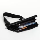 Сумка мужская через плечо TEXTURA, портмоне - клатч, на молнии, чёрная - Фото 2