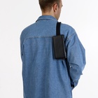 Сумка мужская через плечо TEXTURA, портмоне - клатч, на молнии, чёрная - Фото 10