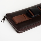 Сумка мужская через плечо TEXTURA, портмоне - клатч, на молнии, коричневая - Фото 4